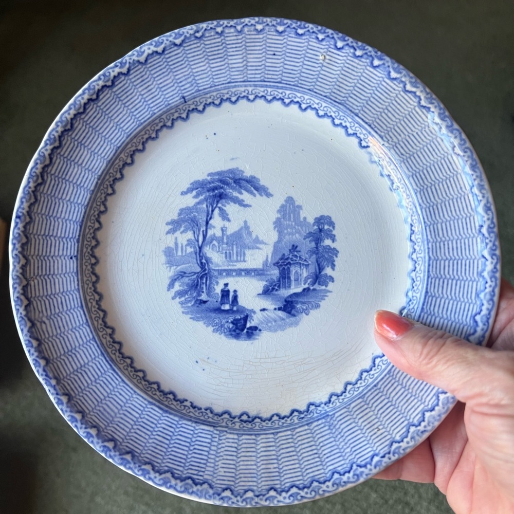 Blue Staffordshire Transferware Decorative Dinner Plate - Classic Scenic Design